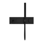 Nero Kara progressive shower system with spout in matte black, wall-mounted with round control plate and hand shower