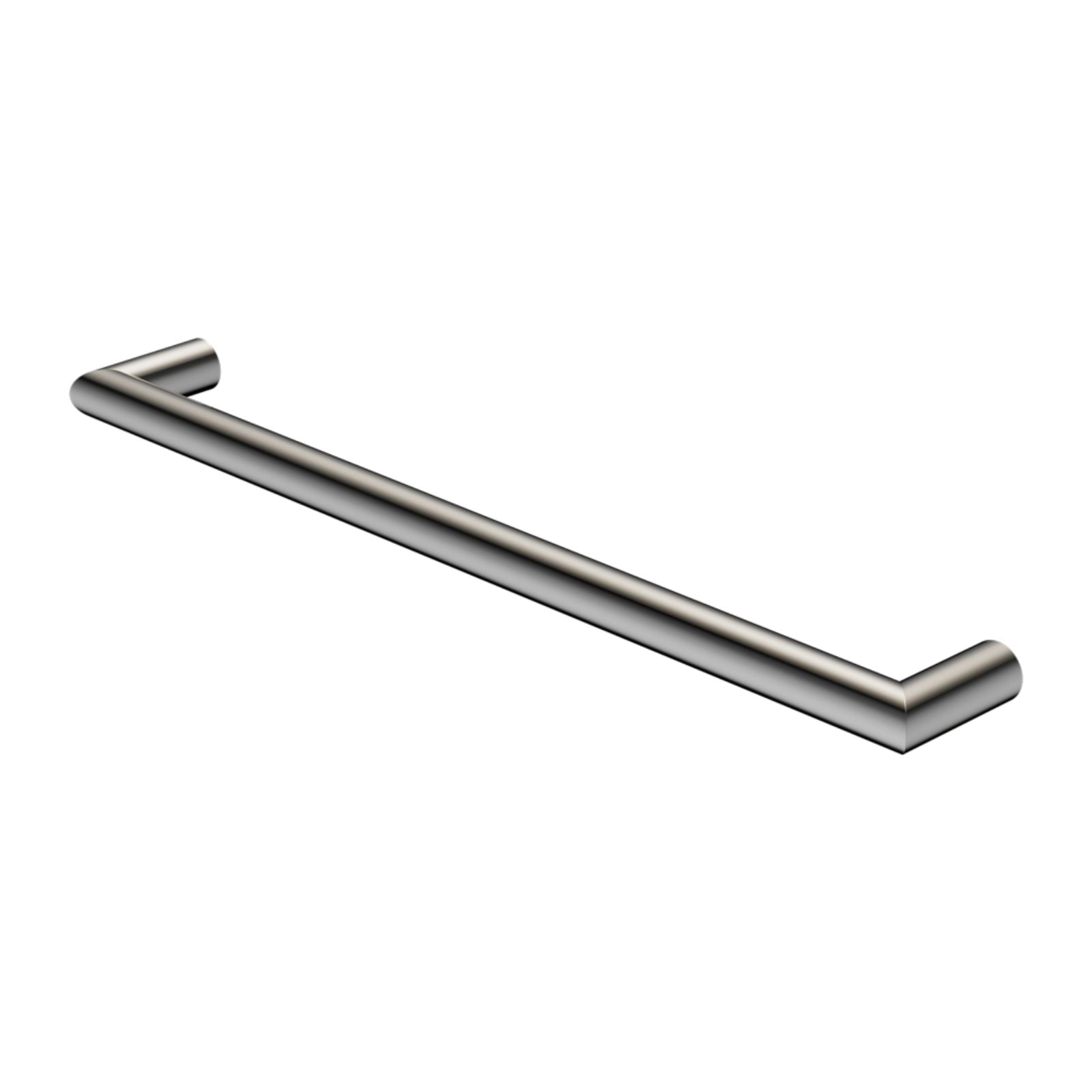 Nero Mecca single heated towel rail in chrome, angled product view on white background