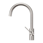 Nero Mecca 3-way filtered mixer tap in brushed nickel, gooseneck sink mixer with separate lever controls