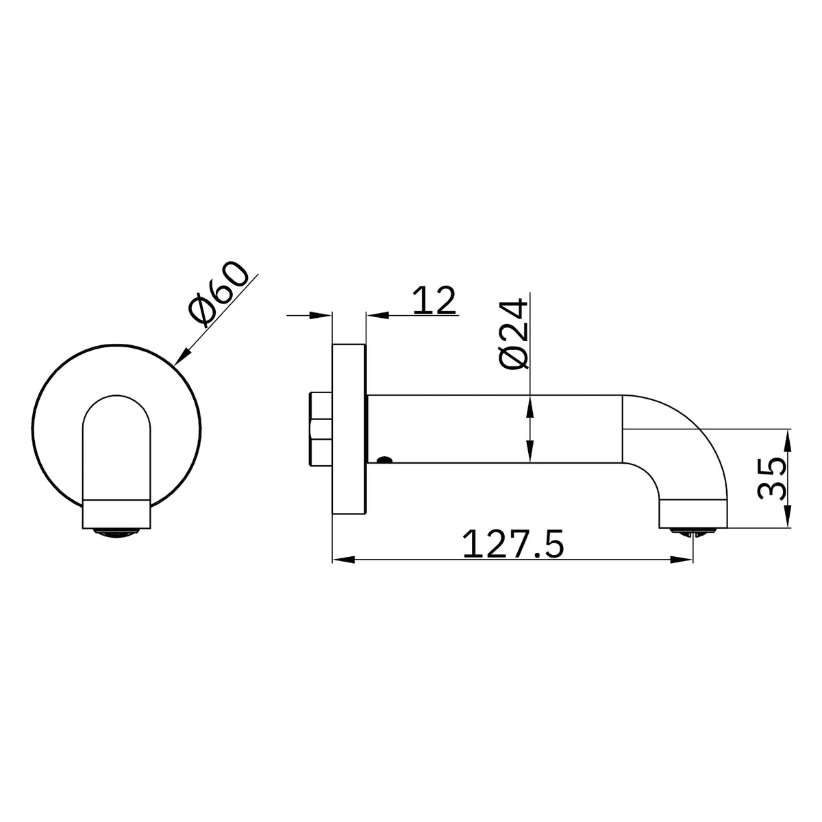 Nero Mecca Basin/Bath Spout Only 120mm II - Chrome