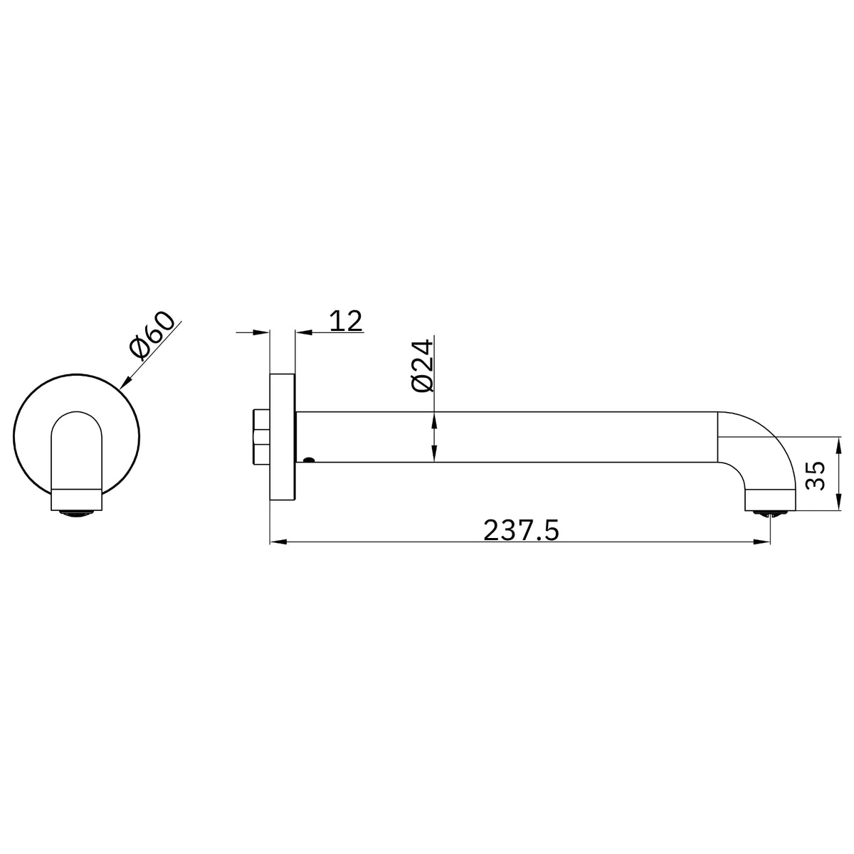 Nero Mecca Basin/Bath Spout Only 230mm II - Matte Black