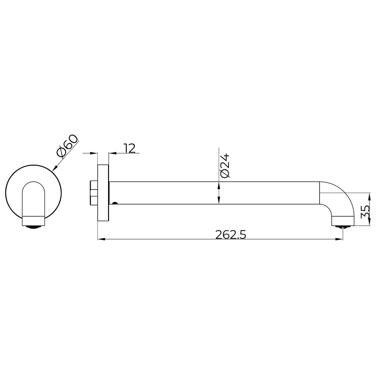 Nero Mecca Basin/Bath Spout Only 260mm II - Chrome