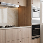 Brushed bronze Nero Mecca T-pull handle on light timber kitchen cabinet drawer and door fronts, modern kitchen setting