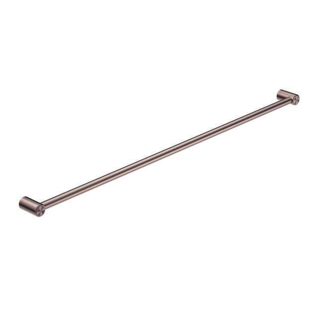 Nero Mecca Care 1200mm grab rail in brushed bronze, 25mm stainless steel, horizontal view
