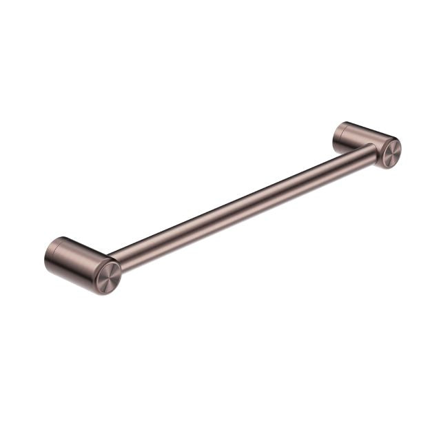 Nero Mecca Care 450mm grab rail, brushed bronze, horizontal wall-mounted bathroom support rail with round ends