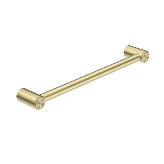 Nero Mecca Care 450mm grab rail in brushed gold, 25mm stainless steel, angled product view