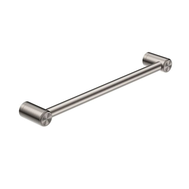 Nero Mecca Care brushed nickel grab rail, 450mm, with round stainless steel wall mounts