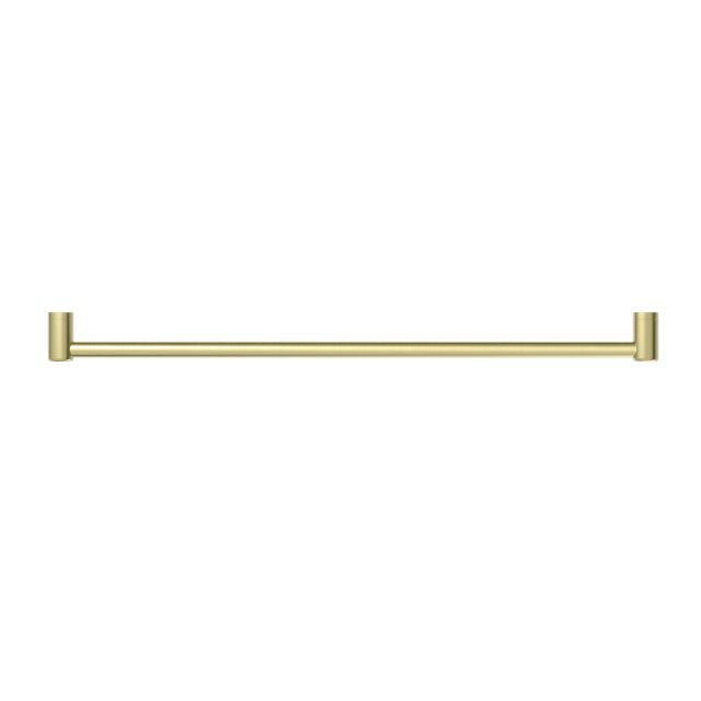 Nero Mecca Care 900mm grab rail in brushed gold, shown front-on as a straight bathroom safety rail.