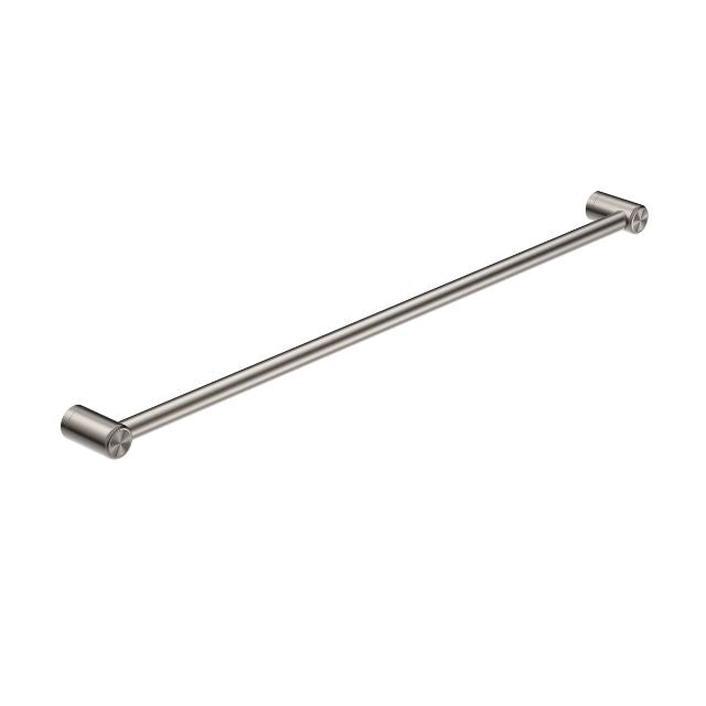 Nero Mecca Care 900mm grab rail in brushed nickel, 25mm stainless steel, shown on white background