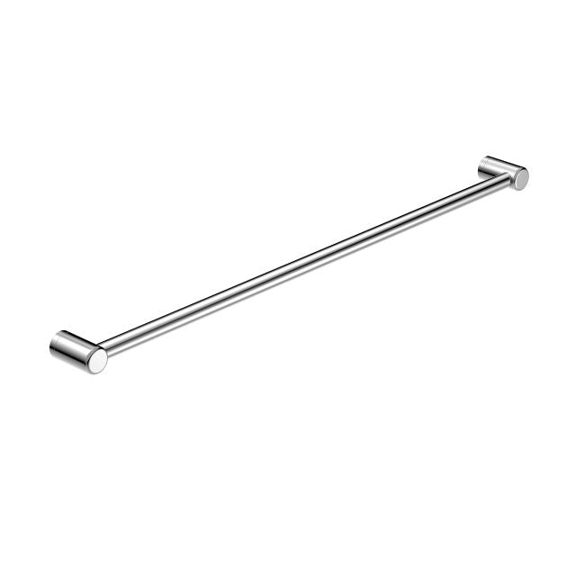 Nero Mecca Care 900mm chrome grab rail with round wall mounts, shown in angled product view