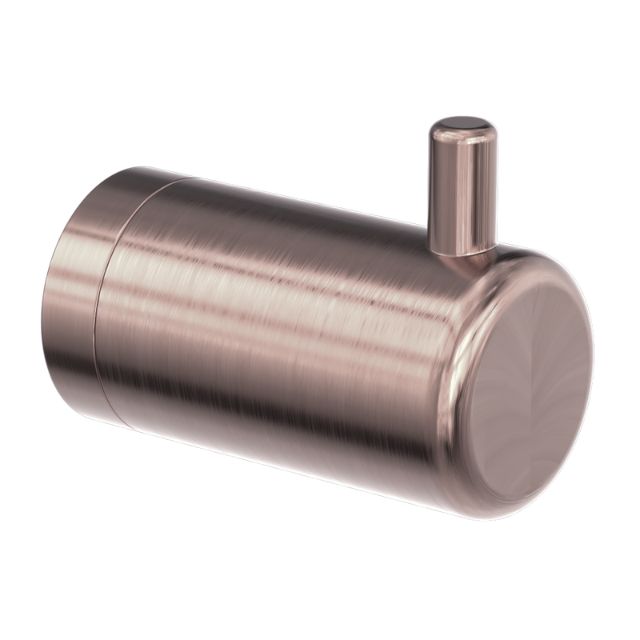 Nero Mecca Care brushed bronze robe hook, cylindrical wall hook, 25mm, on white background