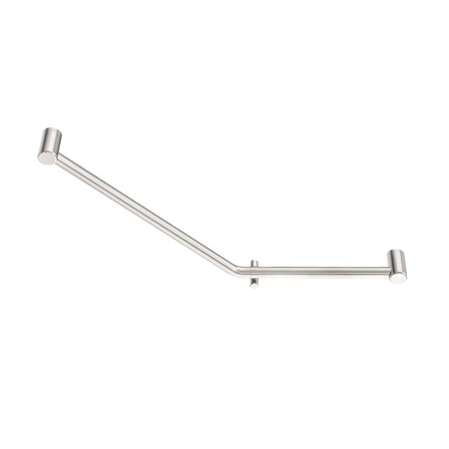 Nero Mecca Care brushed nickel 45 degree bent tube grab rail, 450 x 650mm, stainless steel, side view