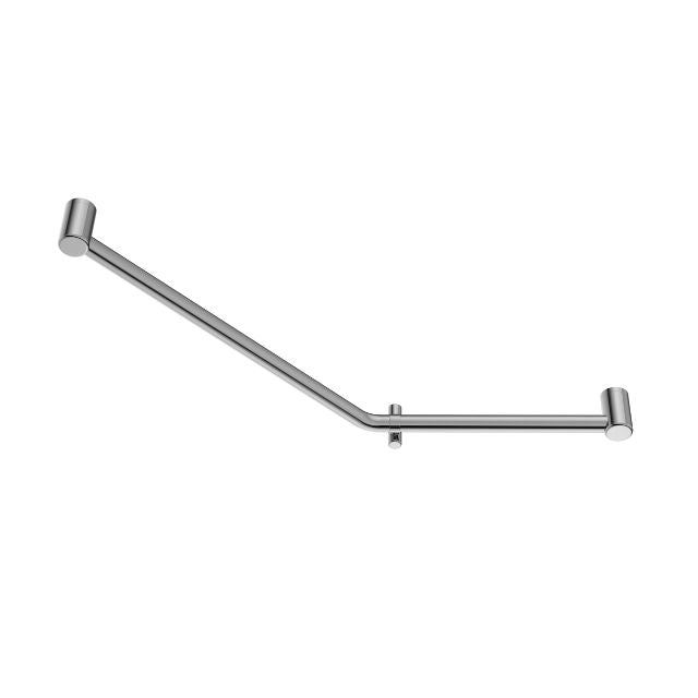 Nero Mecca Care chrome 45 degree bent grab rail, 32mm stainless steel ambulant support bar, side view