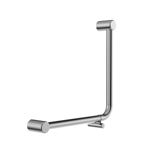 Nero Mecca Care chrome 90-degree ambulant grab rail, 450x450mm bent tube with concealed fixings