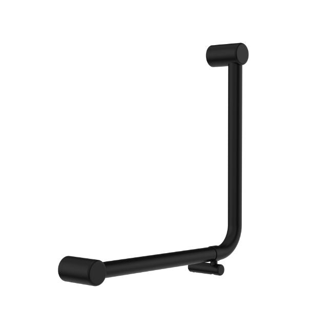 Nero Mecca Care matte black 90 degree grab rail, 450x450mm L-shape bathroom support rail