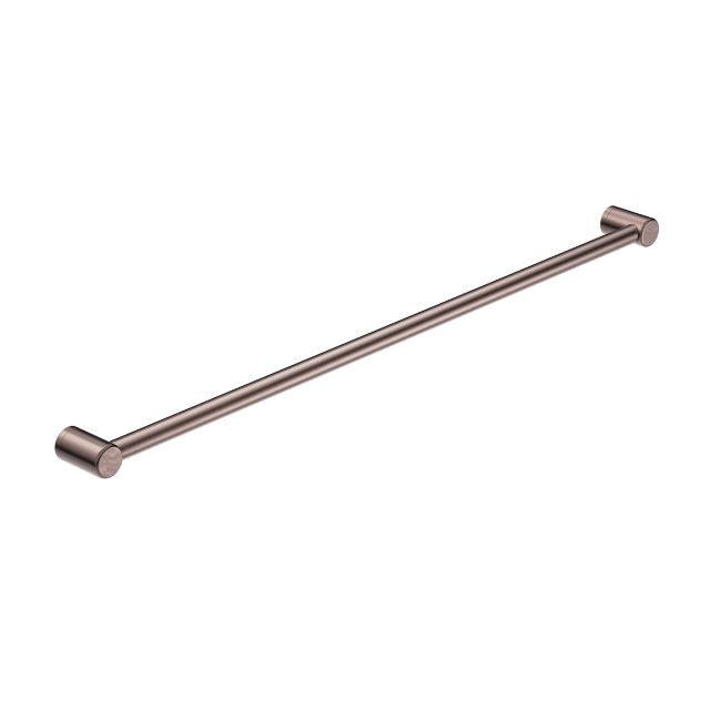 Nero Mecca Care 1200mm grab rail in brushed bronze, straight stainless steel bathroom support bar with round wall mounts