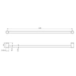 Technical drawing of Nero Mecca Care 1200mm grab rail, brushed gold, with 32mm diameter and dimensions shown