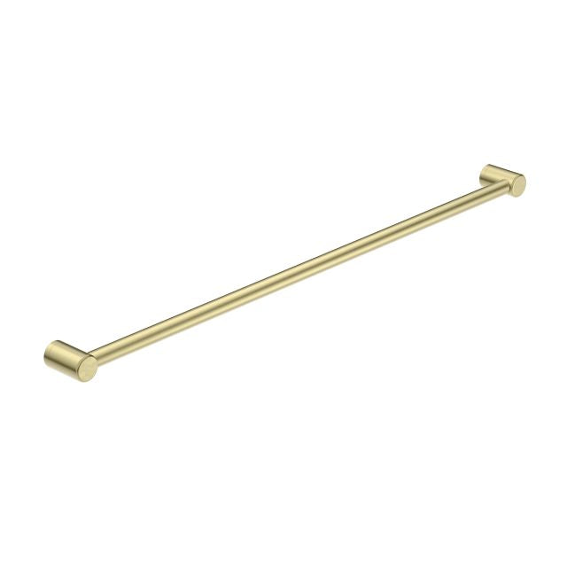 Nero Mecca Care 1200mm grab rail in brushed gold, long straight bathroom grab bar with round wall mounts