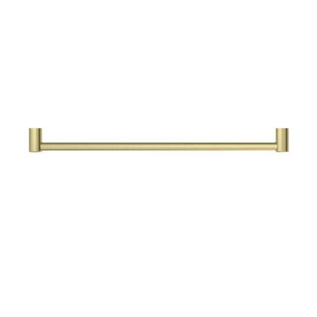 Nero Mecca Care 900mm grab rail in brushed gold, straight horizontal bathroom rail with round wall mounts