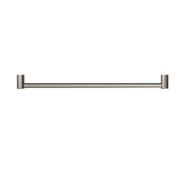 Nero Mecca Care 900mm grab rail in brushed nickel, straight horizontal bathroom support bar with round end brackets