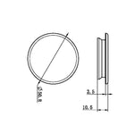 Technical drawing of Nero Mecca Care 32mm grab rail cap in brushed bronze, showing circular front and side dimensions