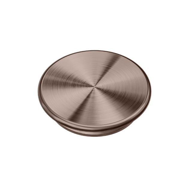 Nero Mecca Care 32mm grab rail cap in brushed bronze, round stainless steel bathroom accessory on white background