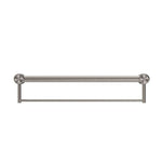 Nero Mecca Care 600mm brushed nickel grab rail with towel holder, side view