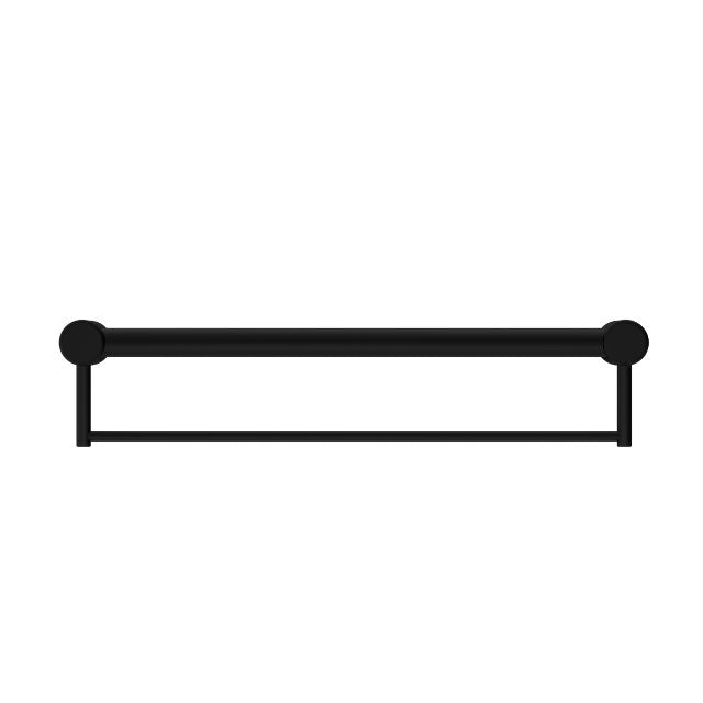 Nero Mecca Care matte black grab rail with towel holder, 600mm, front view