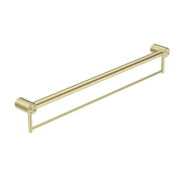 Nero Mecca Care 900mm grab rail with towel holder, brushed gold stainless steel bathroom accessory
