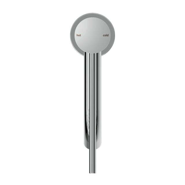 Nero Mecca Care chrome basin mixer tap with long lever handle, front view on white background
