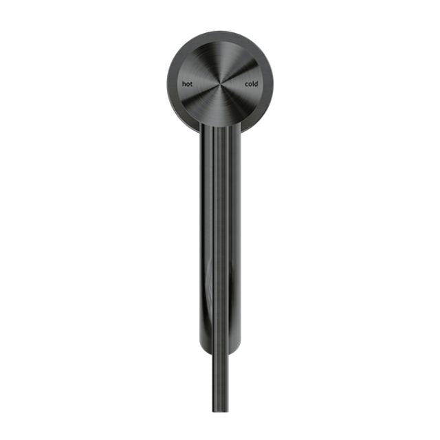 Nero Mecca Care basin mixer tap in gun metal, round lever handle shown front on