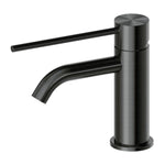 Nero Mecca Care basin mixer tap in gun metal finish with long lever handle, isolated on white background
