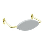 Nero Mecca Care toilet backrest in brushed gold, stainless steel with grey contoured pad and wall fixings