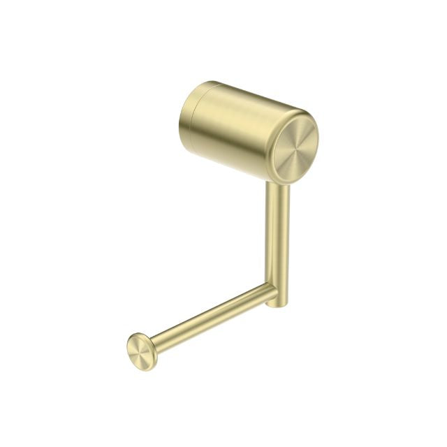 Nero Mecca Care brushed gold toilet roll holder with heavy duty grab support arm, wall-mounted accessory