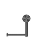 Nero Mecca Care gunmetal toilet roll holder with support rail, round wall bracket and horizontal arm