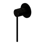Nero Mecca Care shower mixer in matte black, wall-mounted round mixer tap with single handle on white background