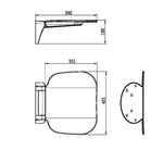 Nero Mecca Care folding shower seat technical drawing in matte black, showing 401 x 331mm dimensions and 150mm height.