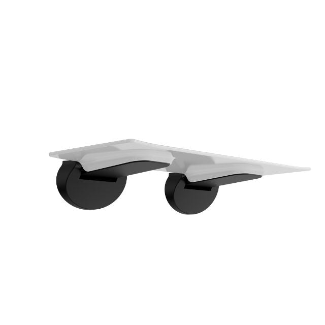 Nero Mecca Care folding shower seat in matte black, wall-mounted with two round brackets, side view