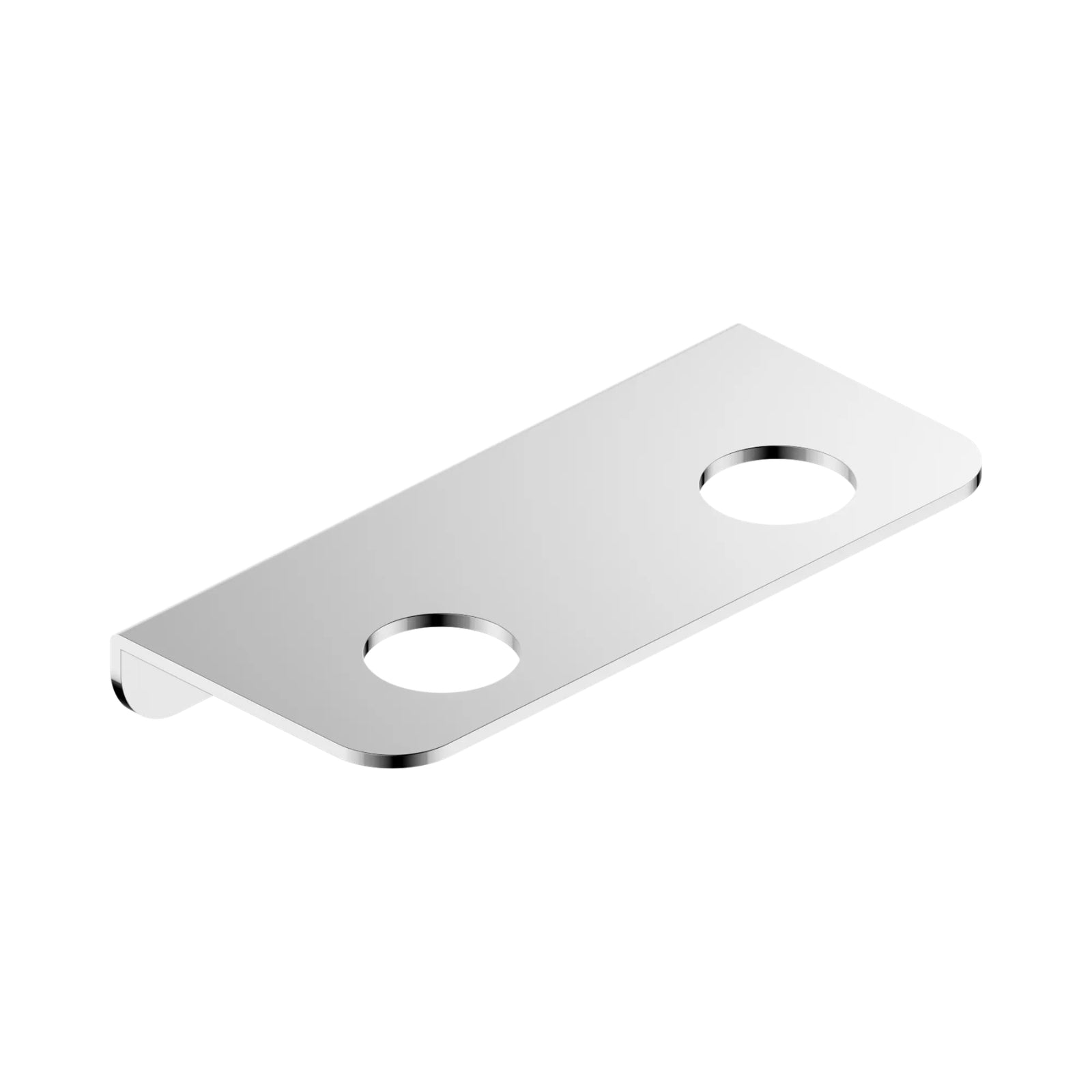 Nero Mecca chrome double soap bottle holder bracket, rectangular wall-mount plate with two round openings