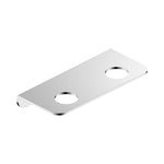 Nero Mecca chrome double soap bottle holder bracket, rectangular wall-mount plate with two round openings