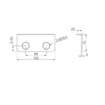 Technical drawing of Nero Mecca double soap bottle holder, showing wall plate dimensions 165mm wide in gun metal finish