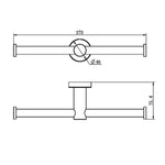Nero Mecca double toilet roll holder technical drawing in brushed nickel, showing 270mm width and 75.4mm projection dimensions.