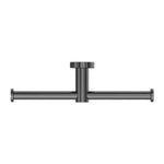 Nero Mecca double toilet roll holder in gun metal, front view on white background