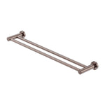 Nero Mecca double towel rail, brushed bronze, 600mm, wall-mounted bathroom accessory with two rails