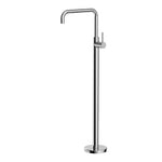 Nero Mecca floor-mounted freestanding bath mixer in chrome, with square spout and slim round column