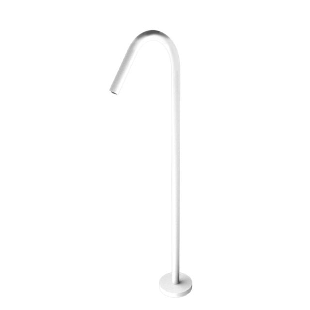 Nero Mecca freestanding bath spout in matte white, floor mounted with curved fixed spout