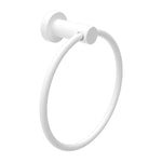 Nero Mecca matte white hand towel ring, wall-mounted bathroom accessory, round profile on white background