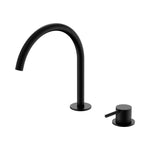 Nero Mecca matte black hob bath/kitchen mixer set with arc gooseneck spout and separate lever handle on white background
