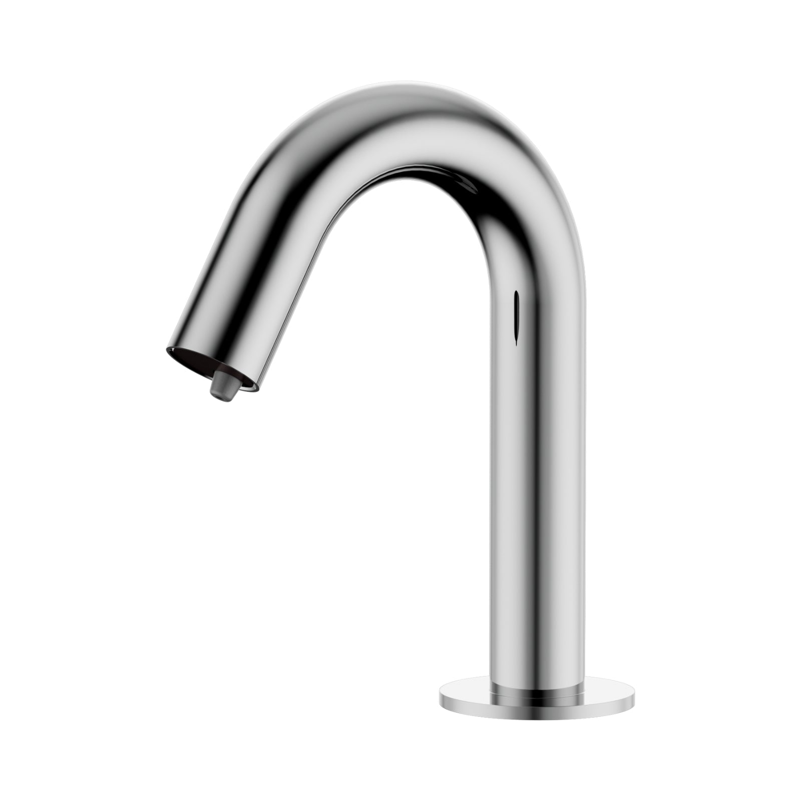Nero Mecca chrome hob-mounted sensor soap dispenser, round brass body with curved spout and base