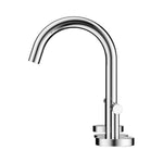 Nero Mecca chrome basin tap set with arc spout and round lever handle, shown on white background